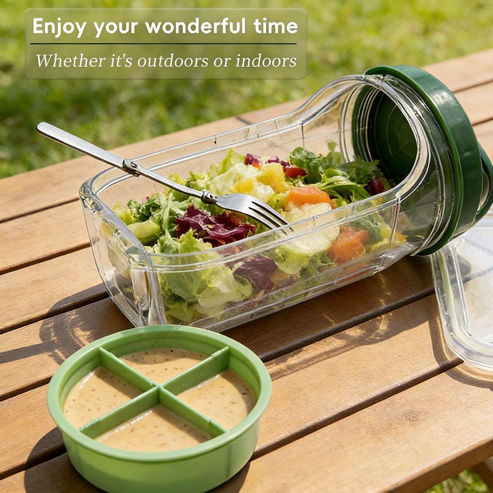 Salad Container Jar - Lekvrije plastic saladebox met zijdelingse opening,