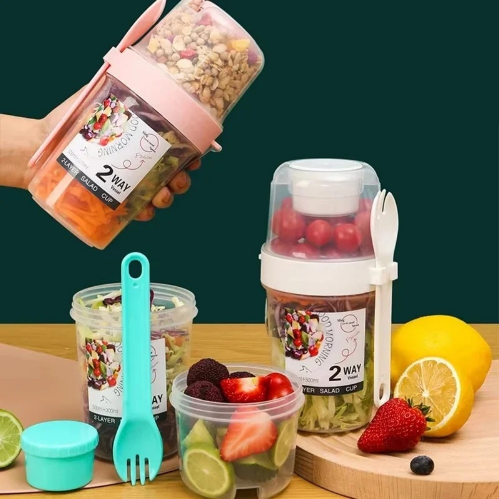 Salad Container Jar - Draagbare Salade Cup Ontbijt Cup Voedsel