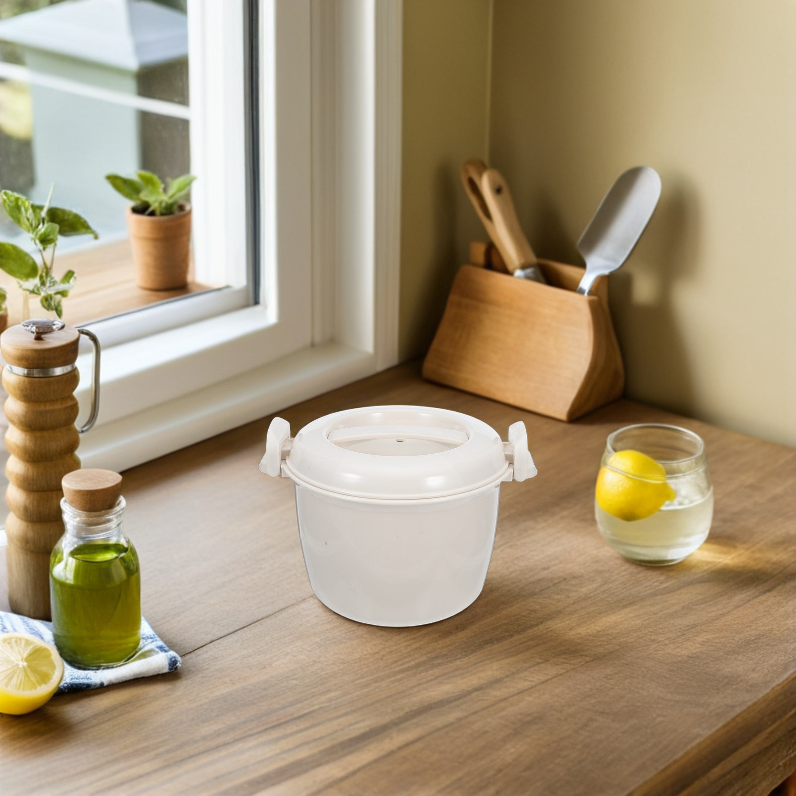 Meal Prep Healthy Lunch - 1800ml Magnetron Rijstkoker Draagbaar Lekvrij Deksel