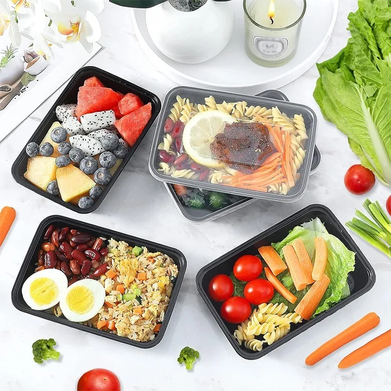 Salad Container Jar - 1-100 stuks zwarte wegwerp voedselcontainers plastic