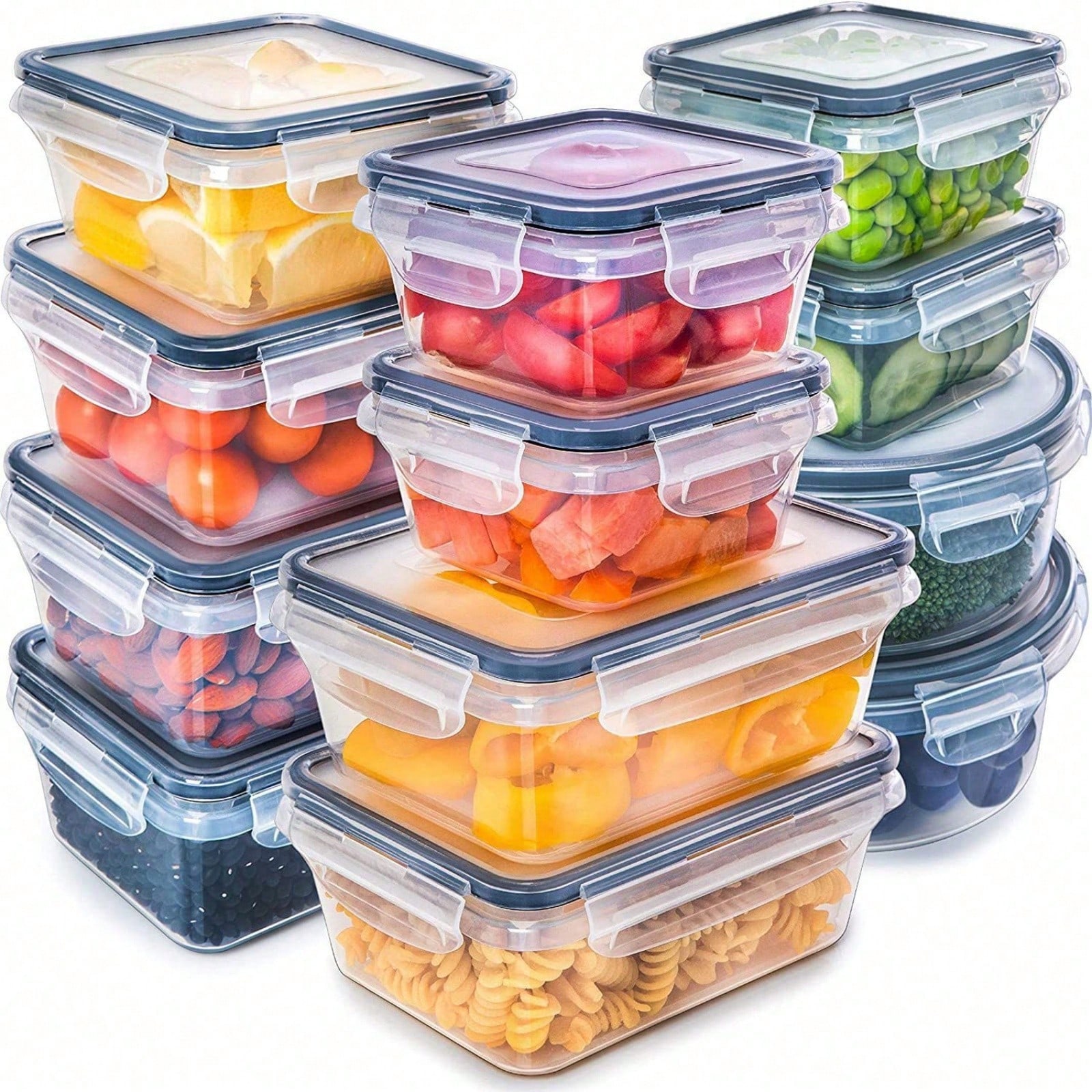 Meal Prep Glass - 12 plastic verzegelde voedselbewaarboxen, geschikt voor