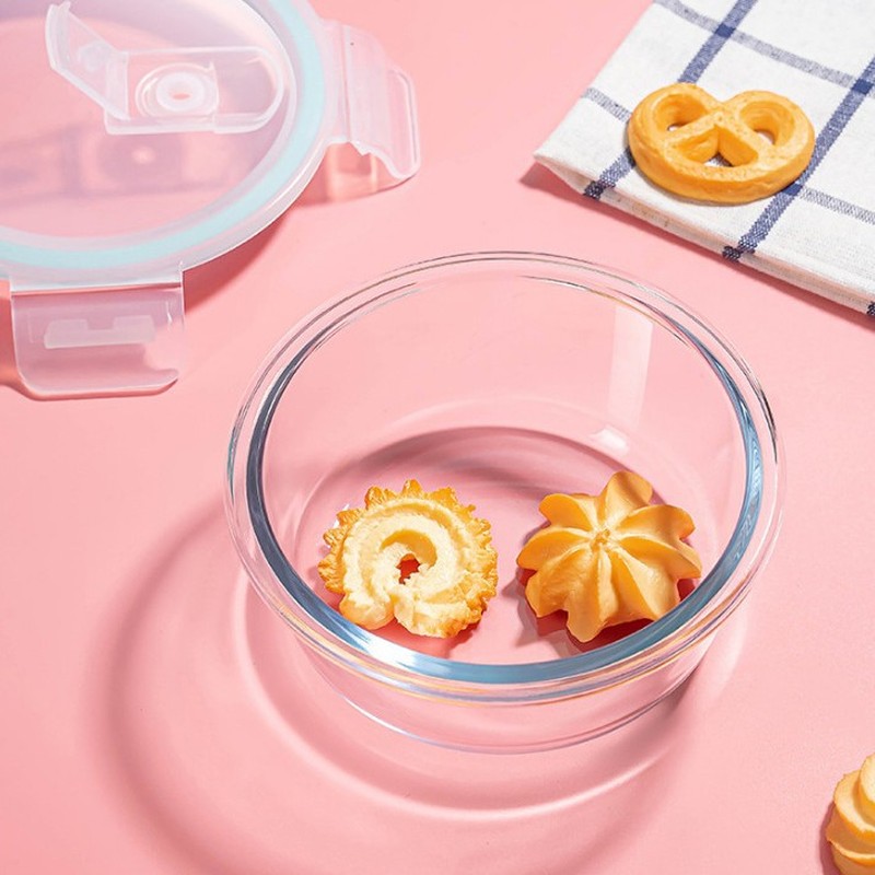 Meal Prep Glass - Minimalistische glazen lunchbox voor thuiskeuken, magnetronbestendig,