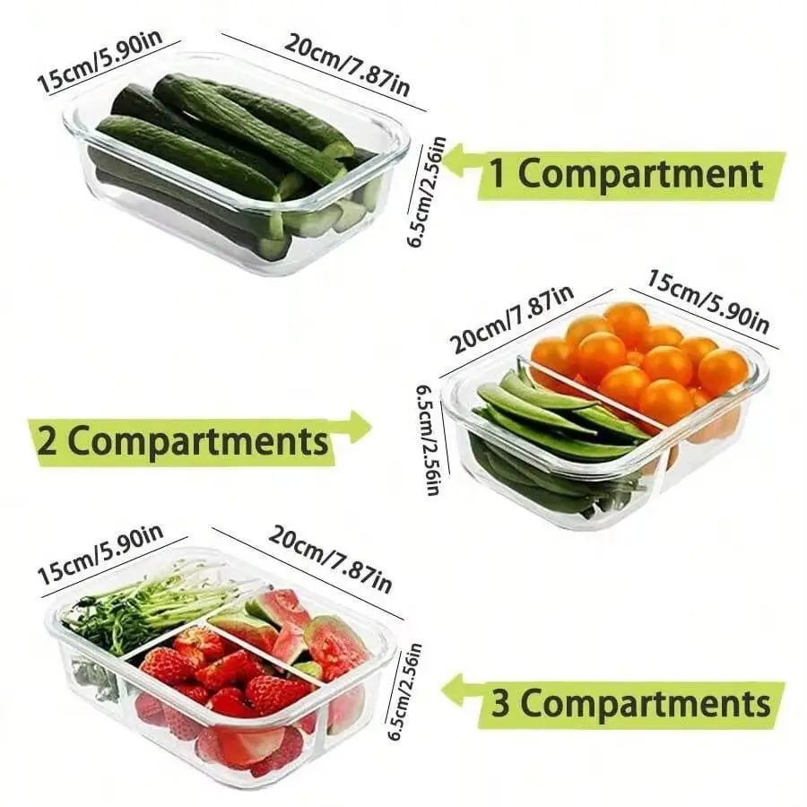 Meal Prep Glass - yesGlass voedselbewaarcontainer met deksel, voor maaltijdvoorbereiding,