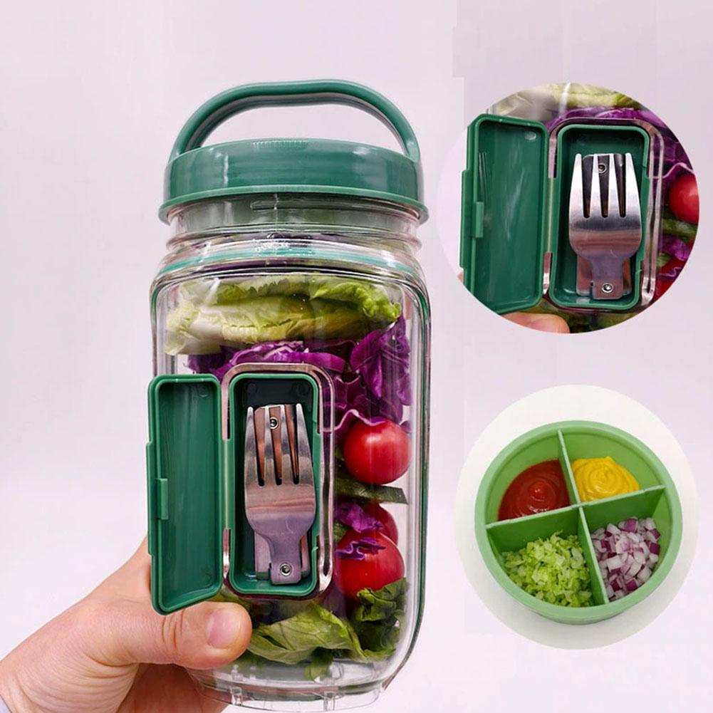 Draagbare saladecontainer met  - Salad Container Jar recensie en prijs