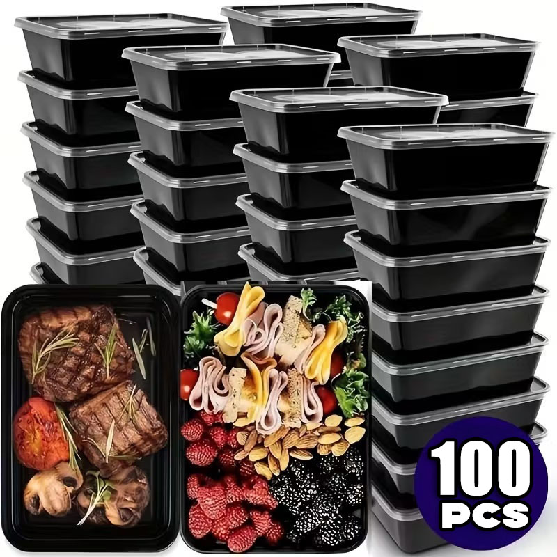 1-100 stuks zwarte wegwerp voe - Salad Container Jar recensie en prijs