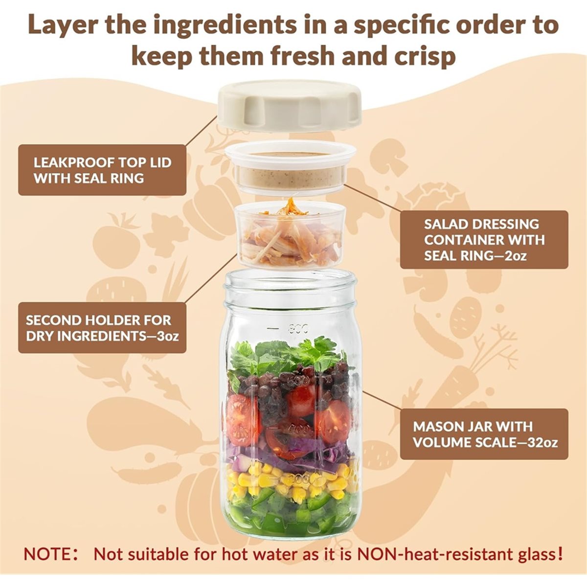A67T NIEUW 4-pack glazen salad - Meal Prep Glass recensie en prijs