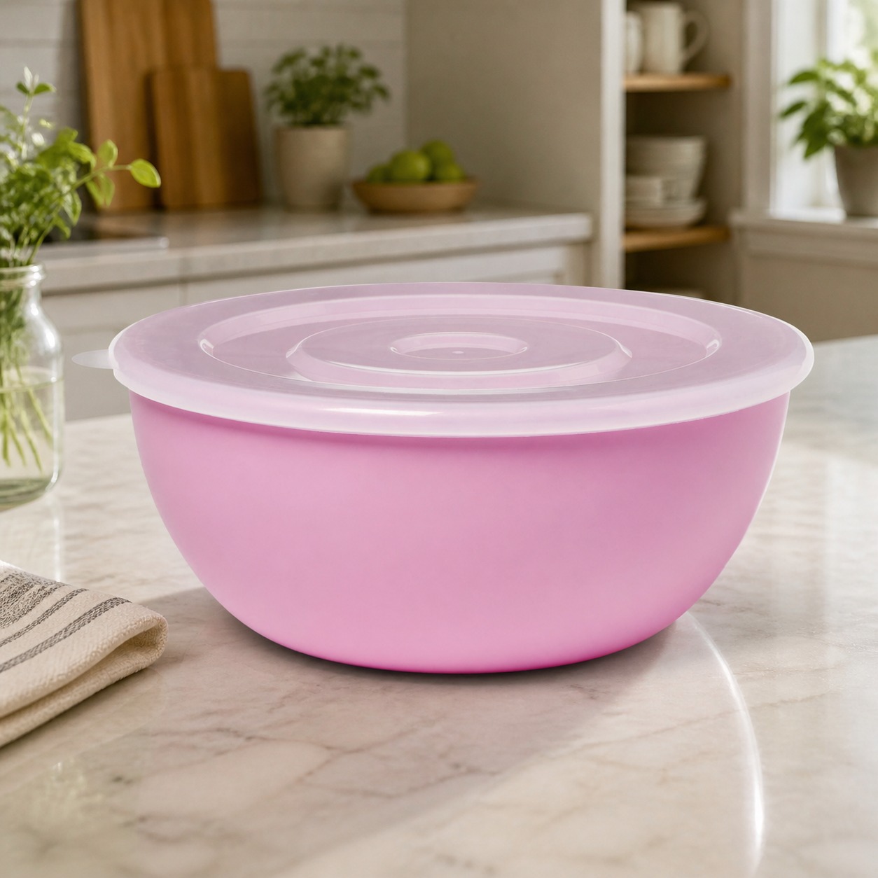 Roze kom met bijpassend deksel - Meal Prep Kitchen recensie en prijs